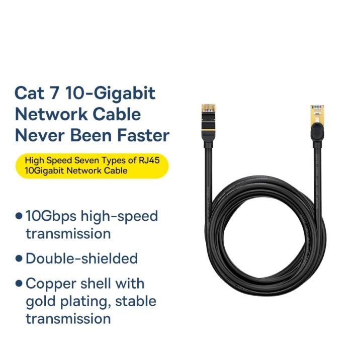Bild 5, Baseus 10m Cat7 RJ45 Nätverkskabel Svart