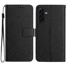 Samsung Galaxy A57 5G Fodral L&auml;der Rhombus Svart