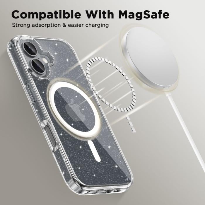 Bild 2, Tech-Protect iPhone 16 Skal MagSafe FlexAir Hybrid Glitter
