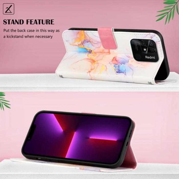 Bild 3, Xiaomi Redmi 10C Fodral Marmor Galaxy Vit