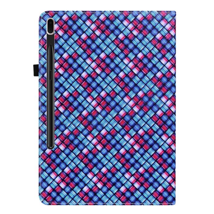 Bild 3, Samsung Galaxy Tab S7 Plus / Tab S8 Plus Fodral Vävd Textur Blå/Rosa
