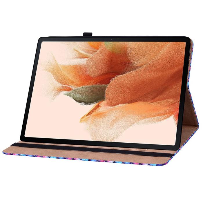 Bild 4, Samsung Galaxy Tab S7 Plus / Tab S8 Plus Fodral Vävd Textur Blå/Rosa