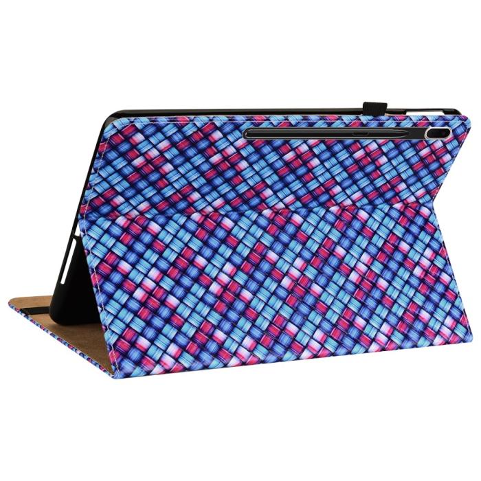 Bild 5, Samsung Galaxy Tab S7 Plus / Tab S8 Plus Fodral Vävd Textur Blå/Rosa