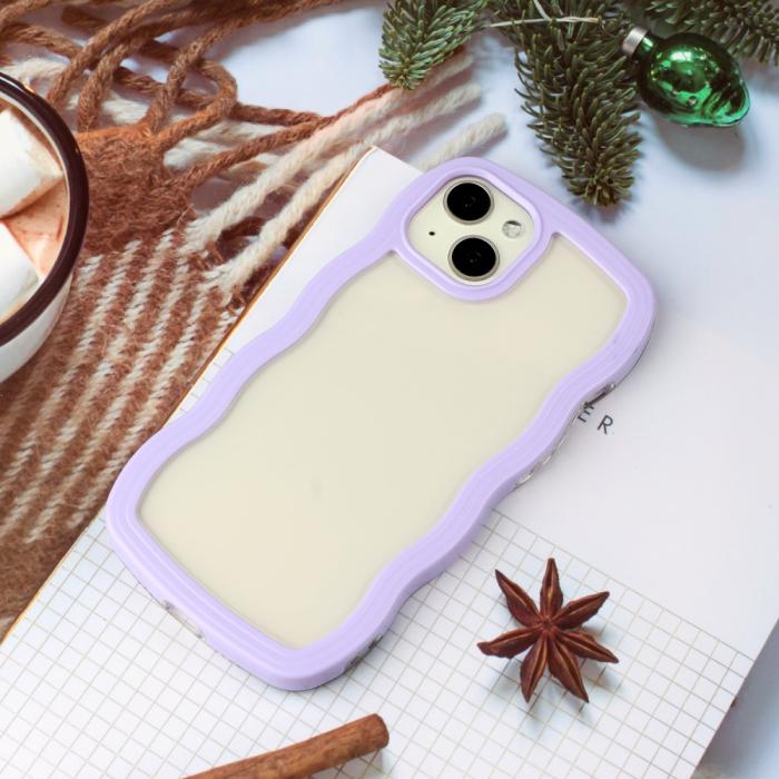 Bild 3, iPhone 15 Skal Wavy Hybrid Transparent/Lila