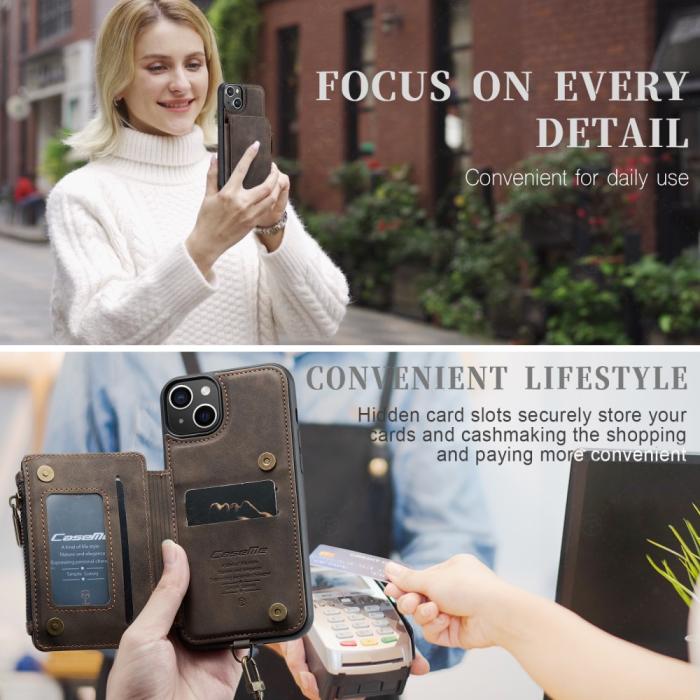 Bild 3, CASEME iPhone 15 Plus Skal RFID Med Plånbok Brun