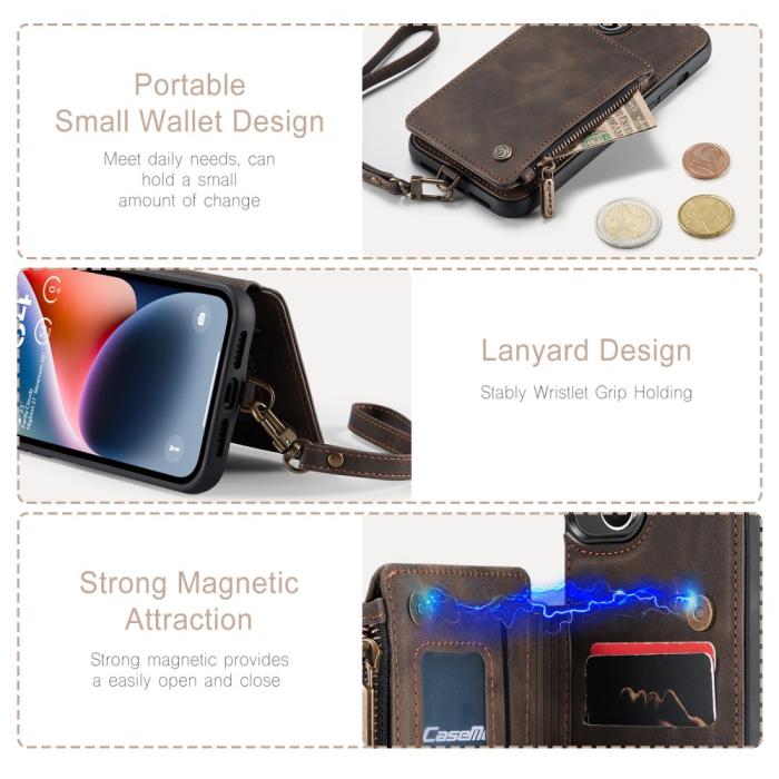 Bild 4, CASEME iPhone 15 Plus Skal RFID Med Plånbok Brun