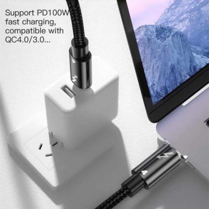 Bild 3, Thunderbolt 4 Kabel 1m USB-C 100W 8K 60Hz PD Svart