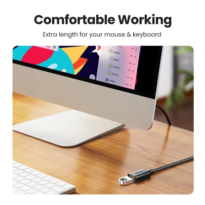 Bild 5, UGREEN 5m USB 3.0 Förlängningskabel Svart