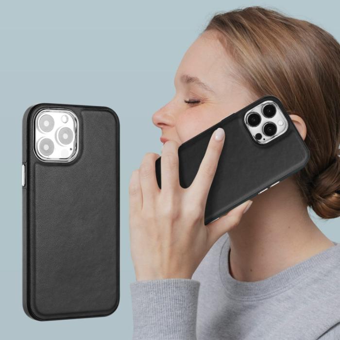 Bild 5, iPhone 15 Pro Skal Läderbelagt Svart