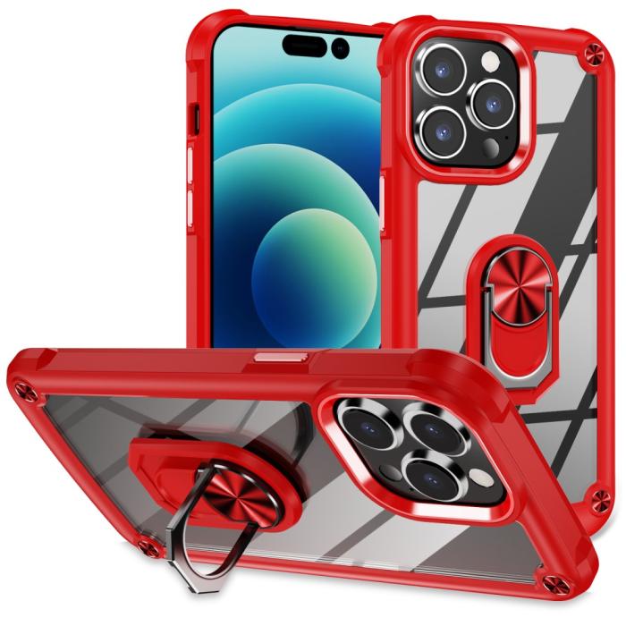 Bild 1, iPhone 15 Pro Skal Ring Shockproof Hybrid Röd