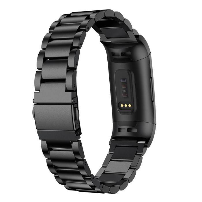 Bild 2, Lyxigt Metallarmband Fitbit Charge 3 / 4 Svart
