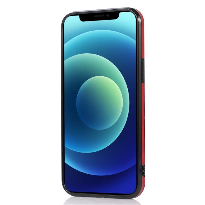 Bild 4, iPhone 13 Pro - Läderbelagt Skal Med Kortfack - Röd