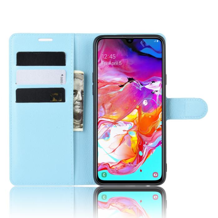 Bild 5, Samsung Galaxy A20s - Litchi Plånboksfodral - Ljus Blå
