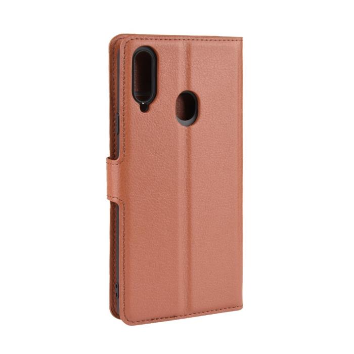 Bild 3, Samsung Galaxy A20s - Litchi Plånboksfodral - Brun