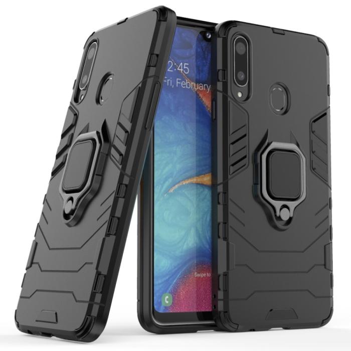 Bild 1, Samsung Galaxy A20s - Hybrid Ring Skal - Svart