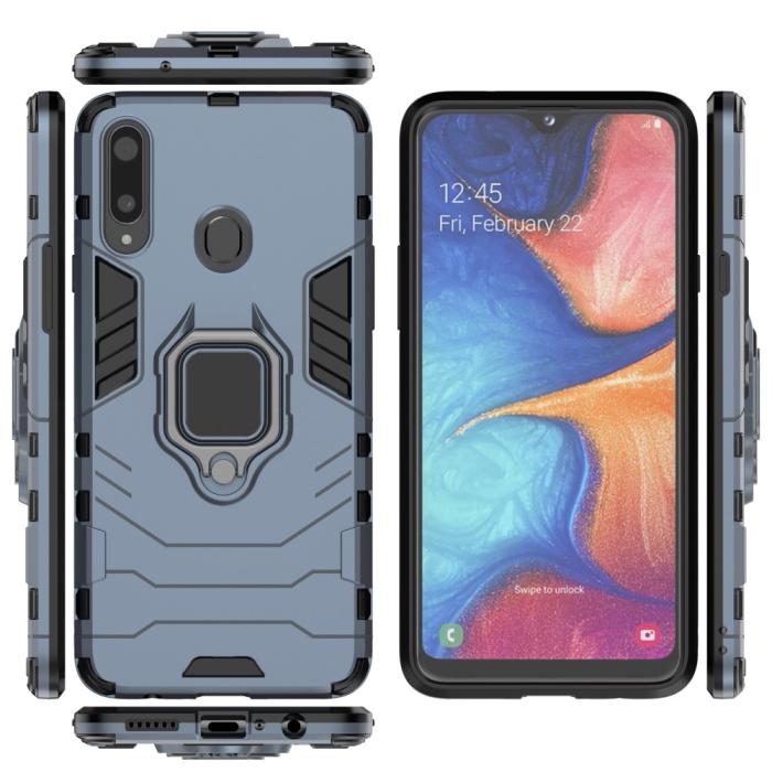 Bild 5, Samsung Galaxy A20s - Hybrid Ring Skal - Navy Blue