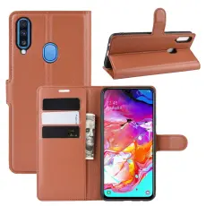 Samsung Galaxy A20s - Litchi Plånboksfodral - Brun
