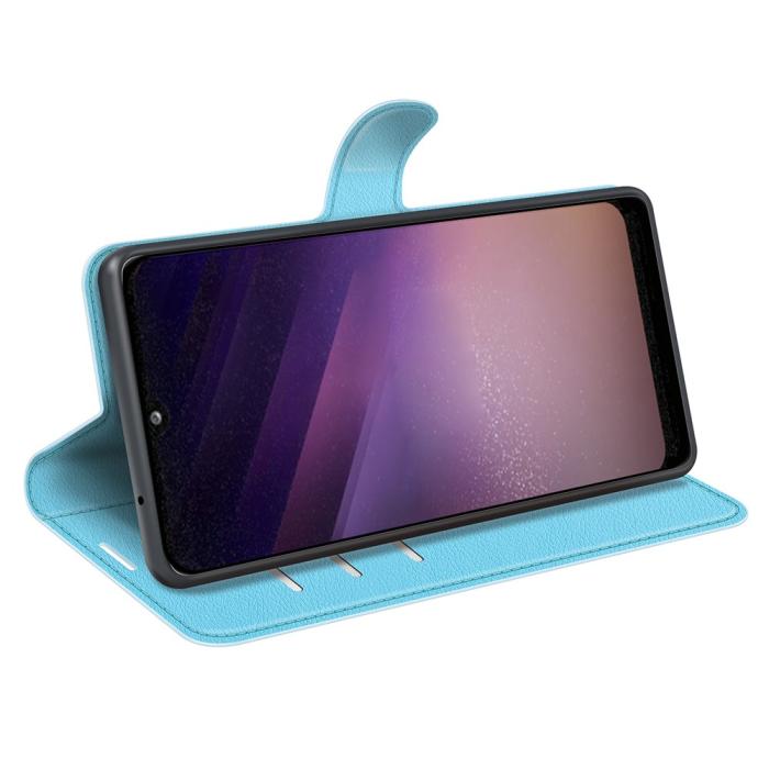 Bild 5, Samsung Galaxy A03 Fodral Litchi Läder Ljus Blå