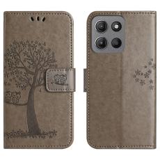 Motorola Moto G86 Power/G86 5G Fodral Tr&auml;d Tryck Gr&aring;