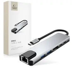 Tech-Protect 6in1 USB-C Hub - USB-C / USB 3.0/2.0 / HDMI / RJ45