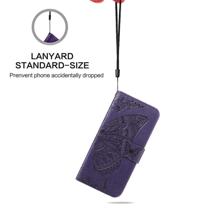Bild 6, Samsung Galaxy S21 FE Fodral Big Butterfly Läder Lila