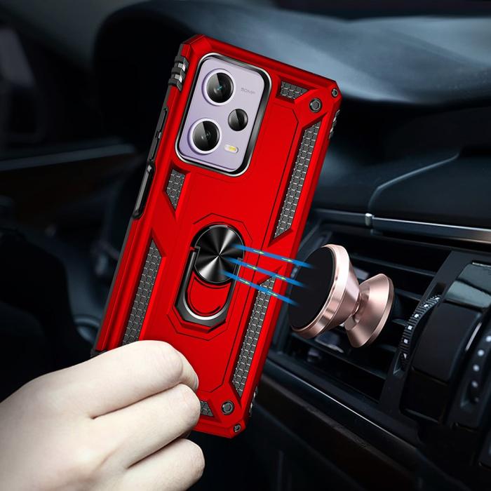 Bild 5, Xiaomi Redmi Note 12 Pro 5G Skal Ring Armor Hybrid Röd