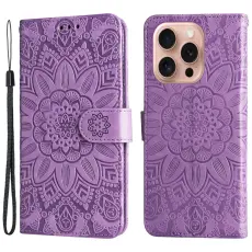 iPhone 16 Pro Fodral Läder Solros Lila