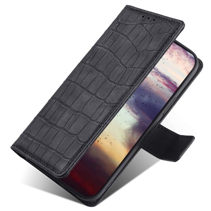 Bild 4, Samsung Galaxy S23 Plus Fodral Krokodil Textur Svart