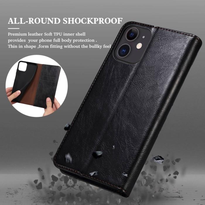 Bild 5, OnePlus Nord 2T 5G Fodral Flip Crazy Horse Svart