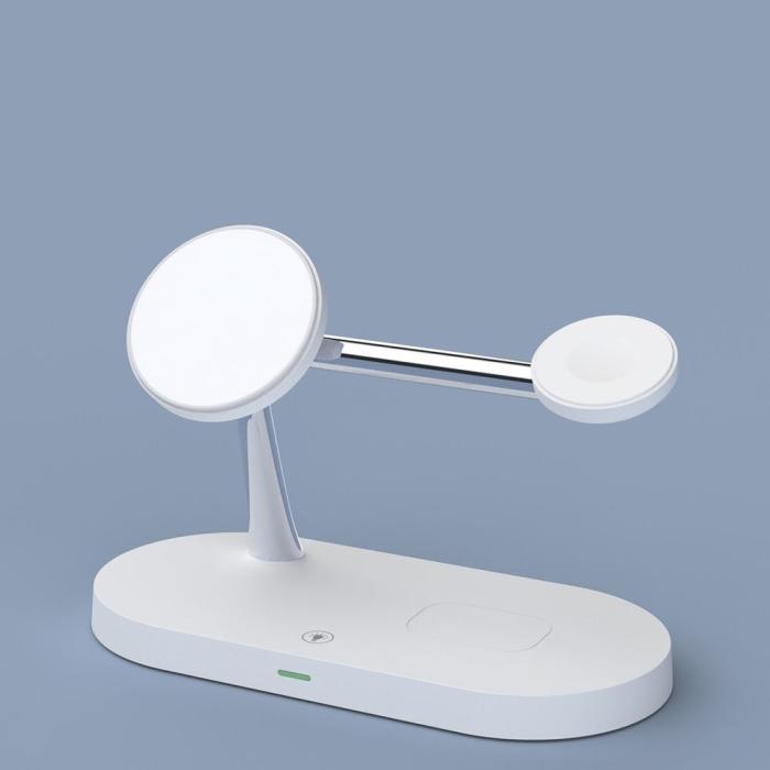 Bild 4, Tech-Protect 15W LED 3in1 Magnetisk MagSafe Laddare Vit