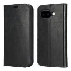 Google Pixel 10a Fodral Flip &Auml;kta L&auml;der Svart