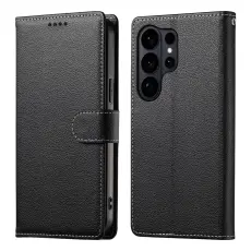Samsung Galaxy S26 Ultra Pl&aring;nboksfodral L&auml;der Svart