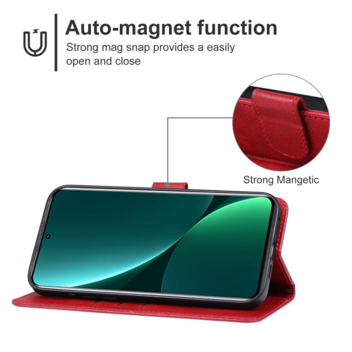 Bild 4, Xiaomi 13 Pro 5G Fodral Solid Läder Röd