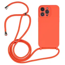 iPhone 15 Pro Max Skal Silikon Med Sn&ouml;re Orange