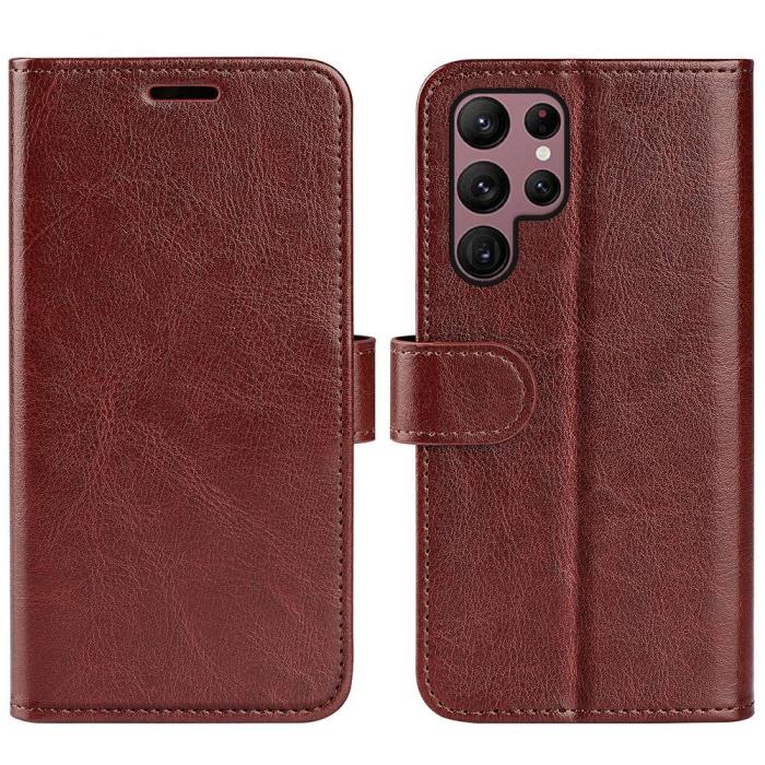 Bild 1, Samsung Galaxy S23 Ultra Fodral Crazy Horse Läder Brun