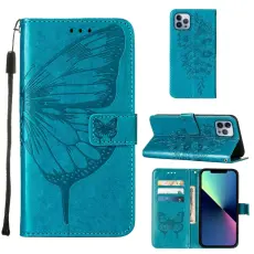 iPhone 15 Pro Fodral Med Fj&auml;ril Tryck Bl&aring;