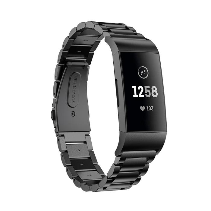 Bild 4, Lyxigt Metallarmband Fitbit Charge 3 / 4 Svart