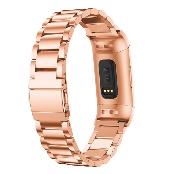 Bild 2, Lyxigt Metallarmband Fitbit Charge 3 / 4 Roséguld