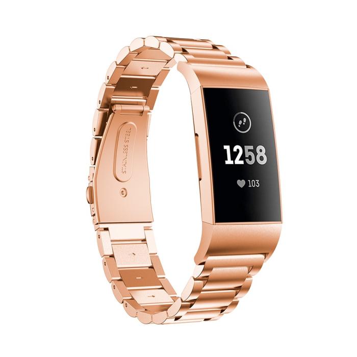 Bild 4, Lyxigt Metallarmband Fitbit Charge 3 / 4 Roséguld