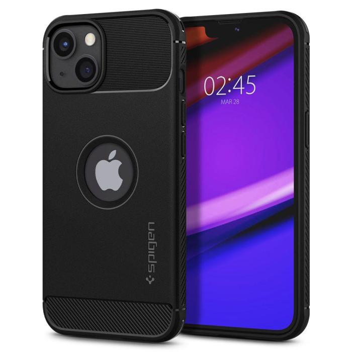 Bild 1, iPhone 13 Mini - Spigen Rugged Armor Skal - Matt Svart