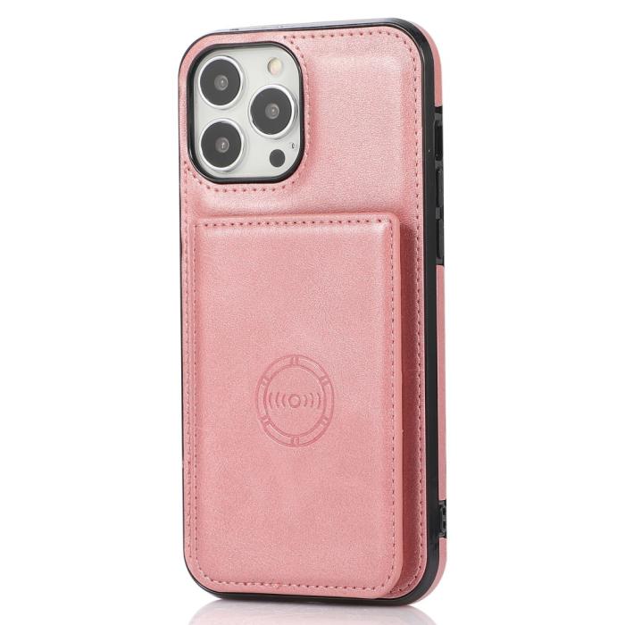 Bild 3, iPhone 13 Pro - Läderbelagt Skal Med Kortfack - Roséguld