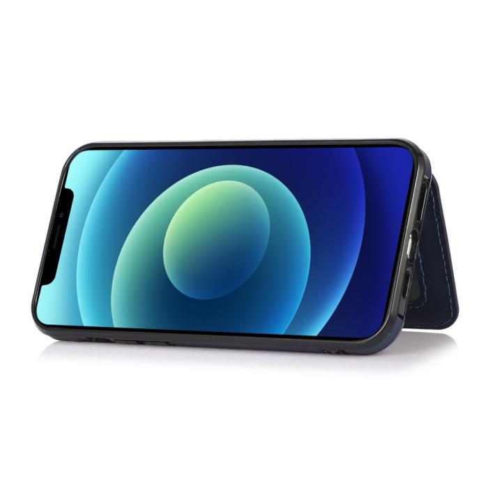 Bild 6, iPhone 13 Pro - Läderbelagt Skal Med Kortfack - Blå