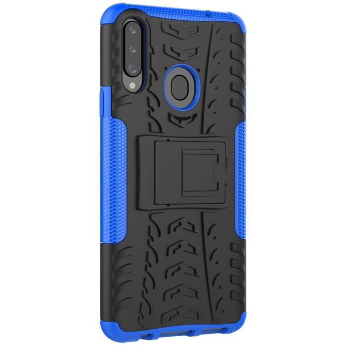 Bild 4, Samsung Galaxy A20s - Ultimata Stöttåliga Skalet med Stöd - Blå