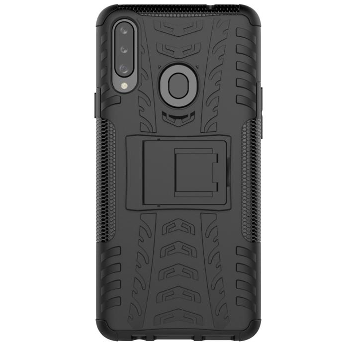 Bild 2, Samsung Galaxy A20s - Ultimata Stöttåliga Skalet med Stöd - Svart