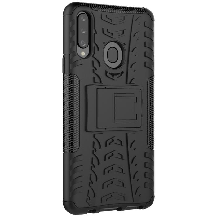 Bild 3, Samsung Galaxy A20s - Ultimata Stöttåliga Skalet med Stöd - Svart