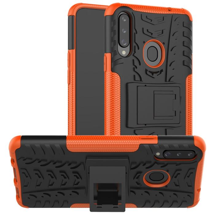 Bild 1, Samsung Galaxy A20s - Ultimata Stöttåliga Skalet med Stöd - Orange