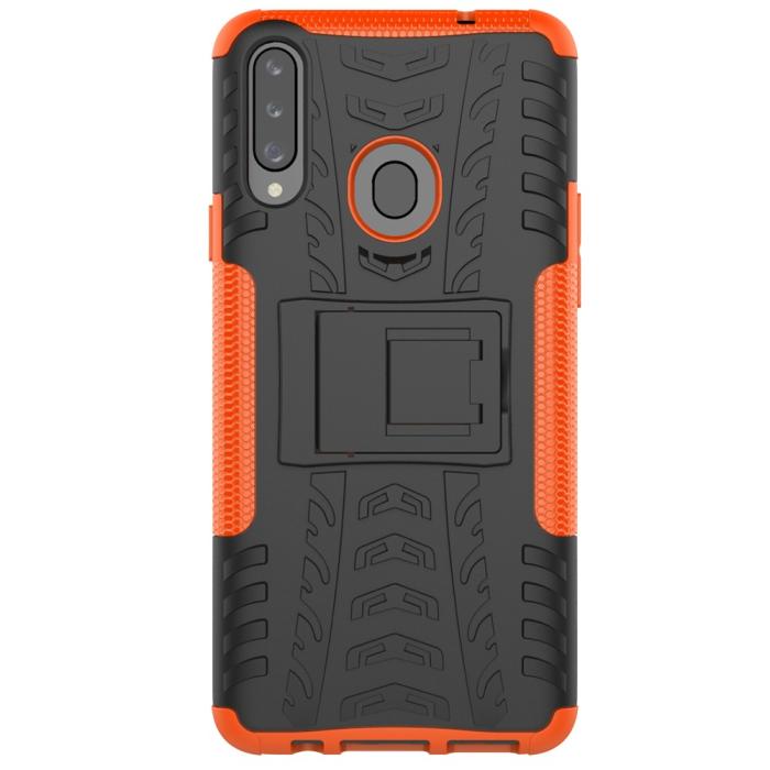 Bild 2, Samsung Galaxy A20s - Ultimata Stöttåliga Skalet med Stöd - Orange