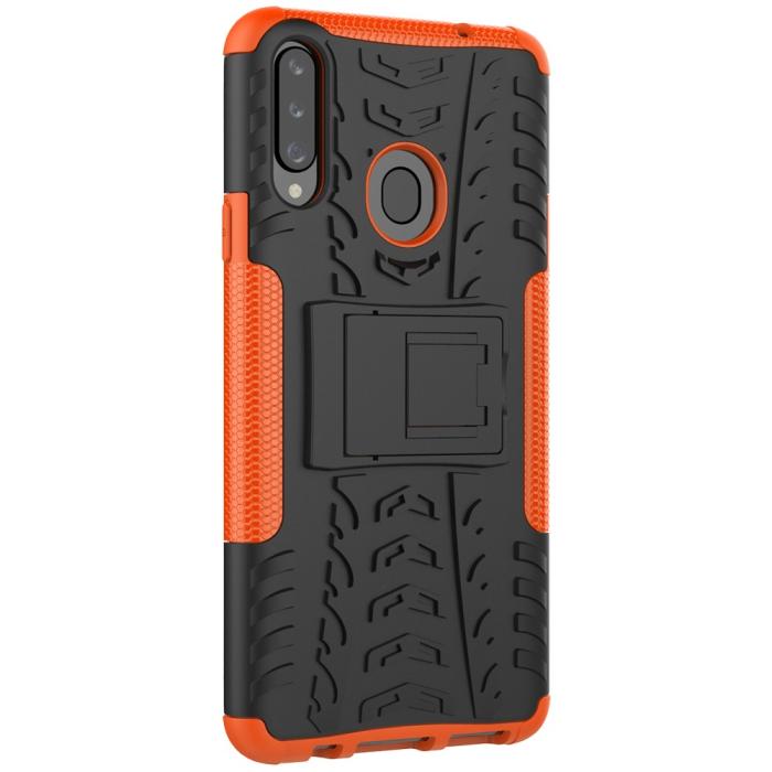 Bild 3, Samsung Galaxy A20s - Ultimata Stöttåliga Skalet med Stöd - Orange