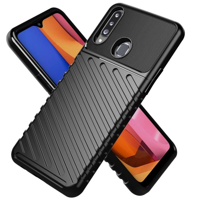 Bild 2, Samsung Galaxy A20s - Twill Textur Skal - Svart