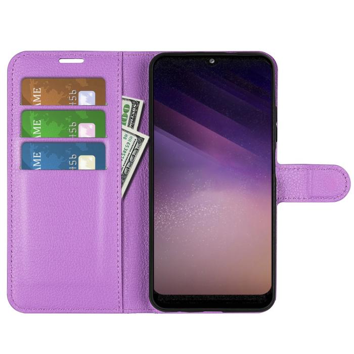 Bild 4, Samsung Galaxy A03 Fodral Litchi Läder Lila